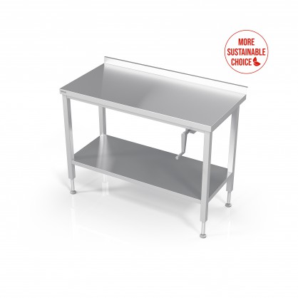Manual Height Adjustable Table With Reinforced Shelf